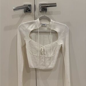 Danielle Guizio White Cutout Knit Top